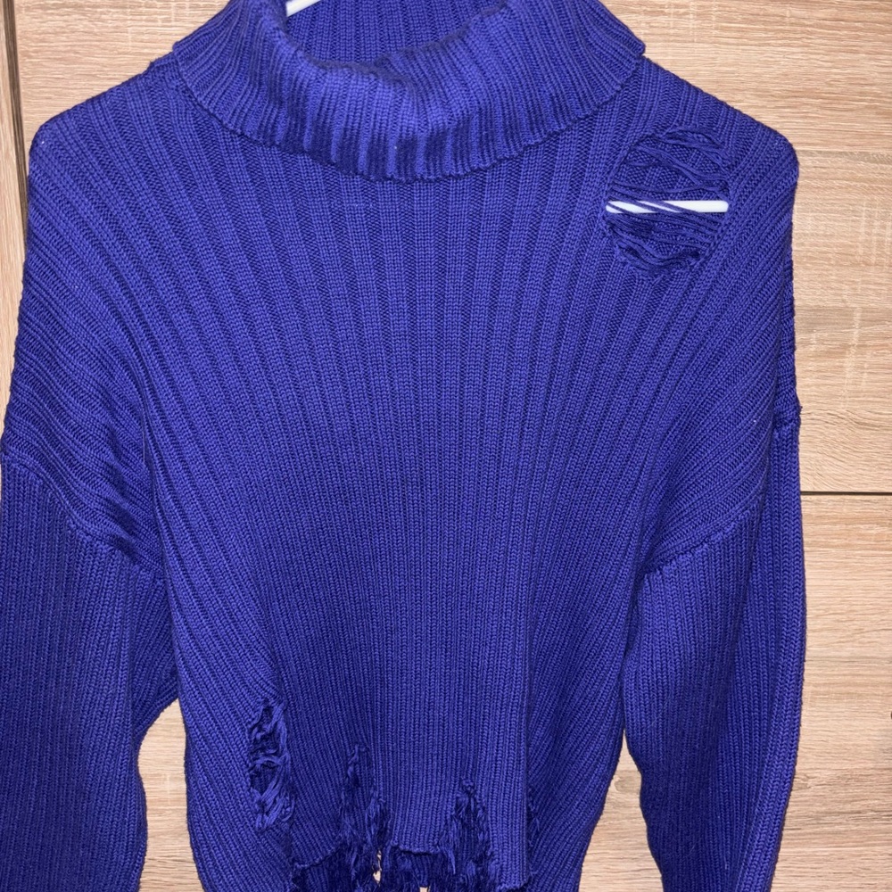 Women's Ribbed Knit Sweater - Royal Blue